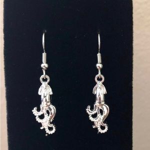 Silver Squid Dangle Earrings